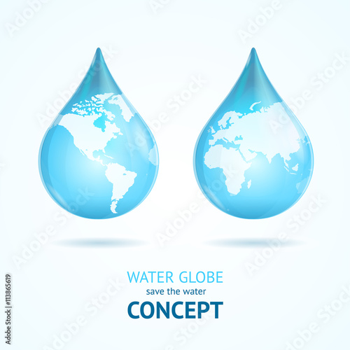 Water Globe Save Concept. Vector