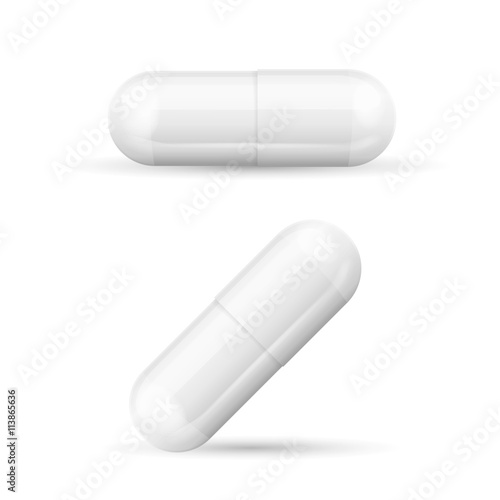 White Template Pills Capsules. Vector photo