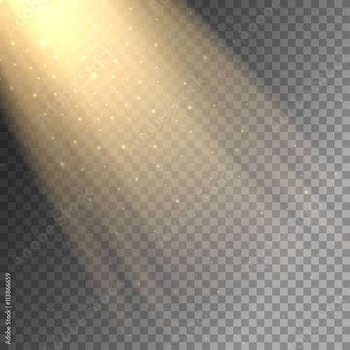 Vector ray of light on transparent checkered background