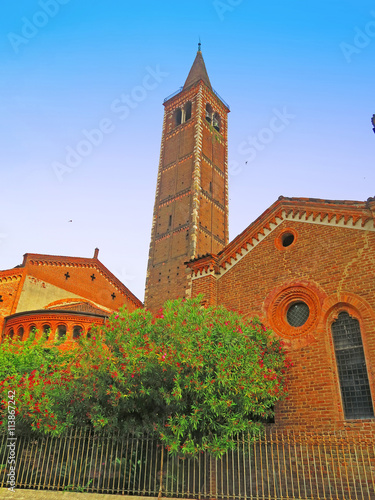 Bell tower of the Basilica of Sant'Eustorgio,Milan,Italy photo