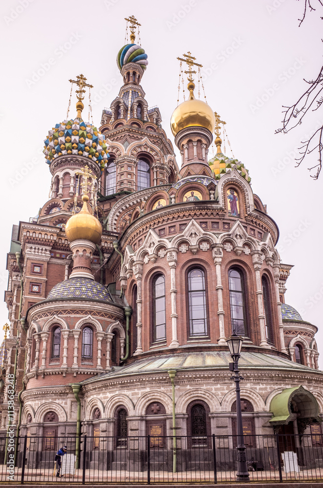 architecture the church of savior on spilled blood background
