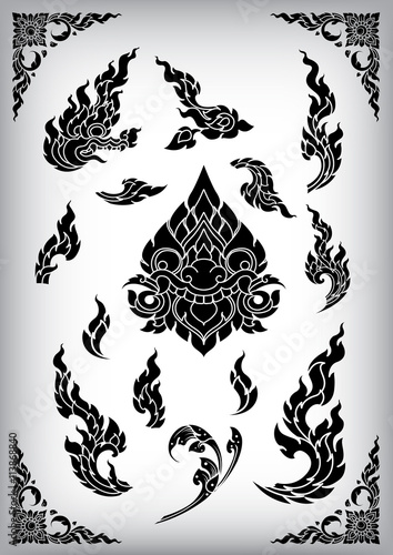 Set of Thai art element Ethnic Art vector