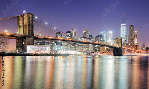 New York City at night with freedom tower © TTstudio