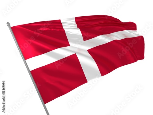 Flag of Denmark waving in the wind photo