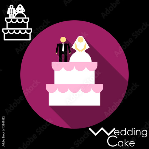 Wedding Cake with Bride and Groom Figurines