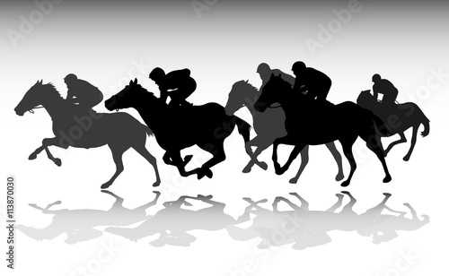horse race silhouettes - vector