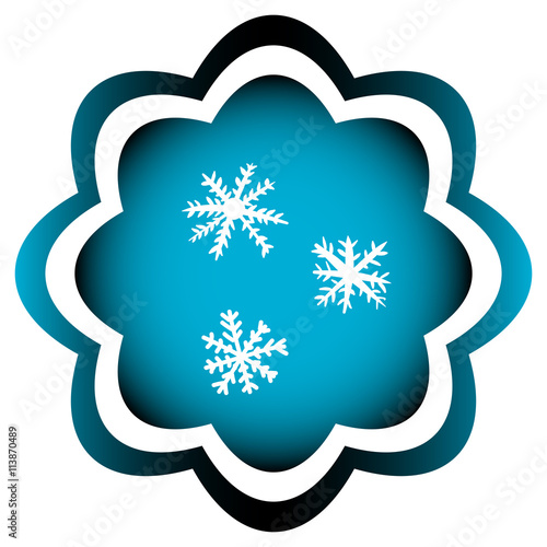 Flower blue icon three snowflakes