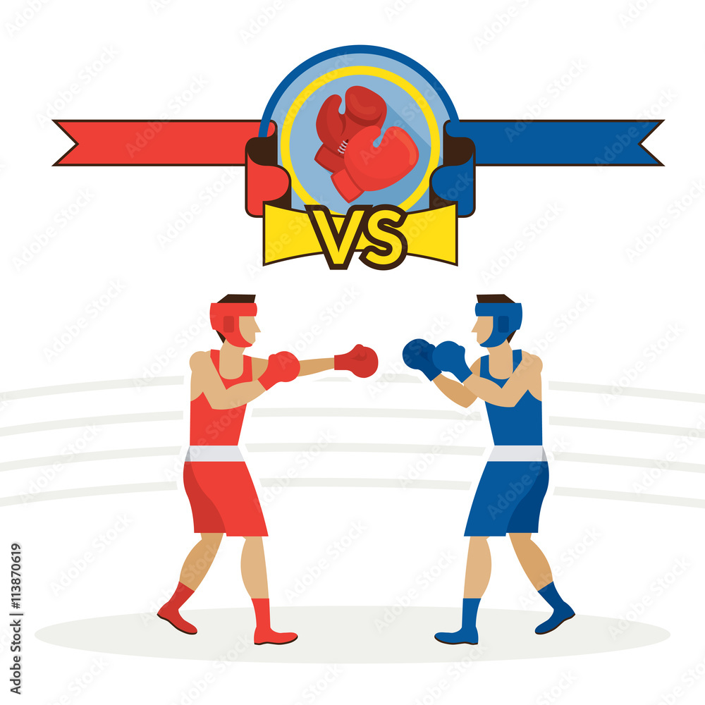 Vetor do Stock Boxing Athlete Fighting, Boxer, Versus Red and Blue