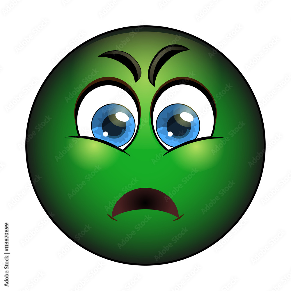 Sick green smiley. Emoticon with nausea Sick green smiley. Emoticon with nausea