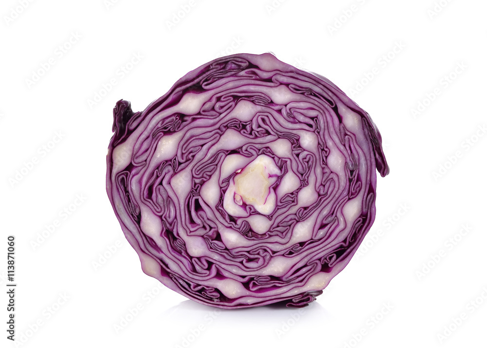half cut fresh red cabbage on white background half cut fresh red cabbage on white background