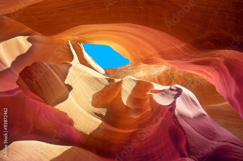 beautiful colors of the stone in a crevice of antelope canyon
