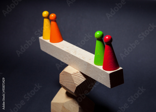 Playing chips on wooden beams, located on the top of the pyramid
