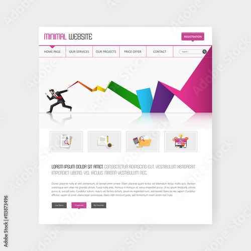 Colorful website template in editable vector format.