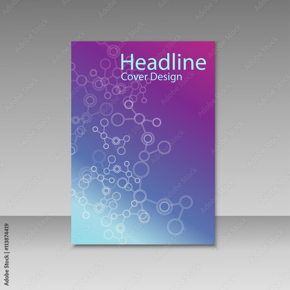 Fototapeta premium Brochure cover with abstract connect patterns