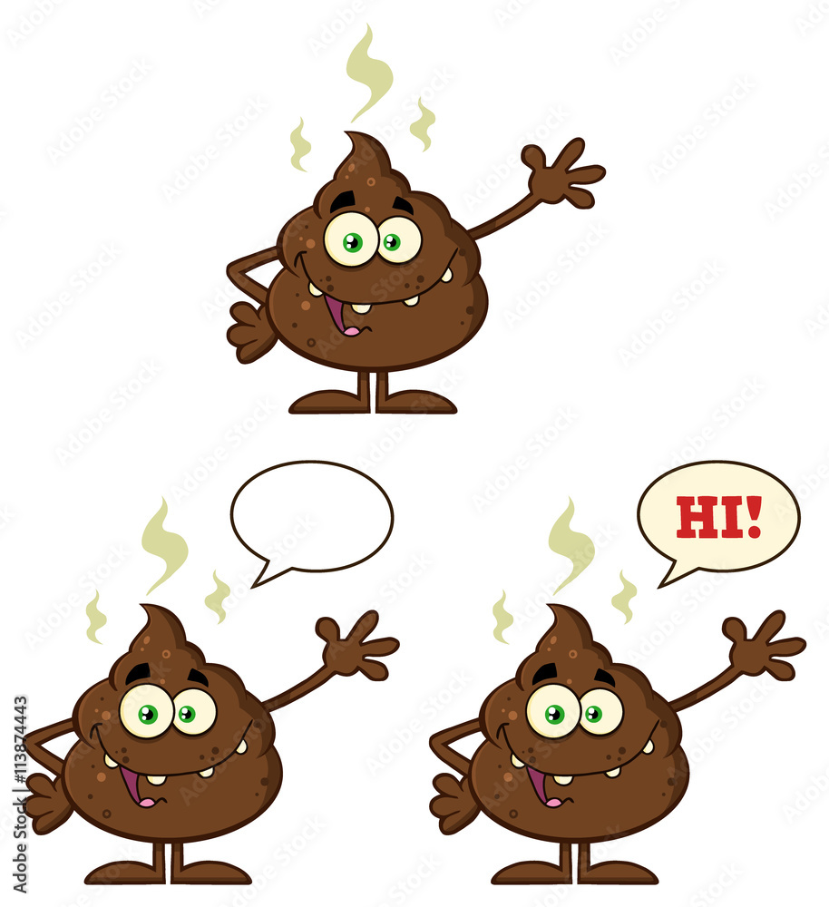 Poop Cartoon Mascot Character. Illustration Isolated On White 