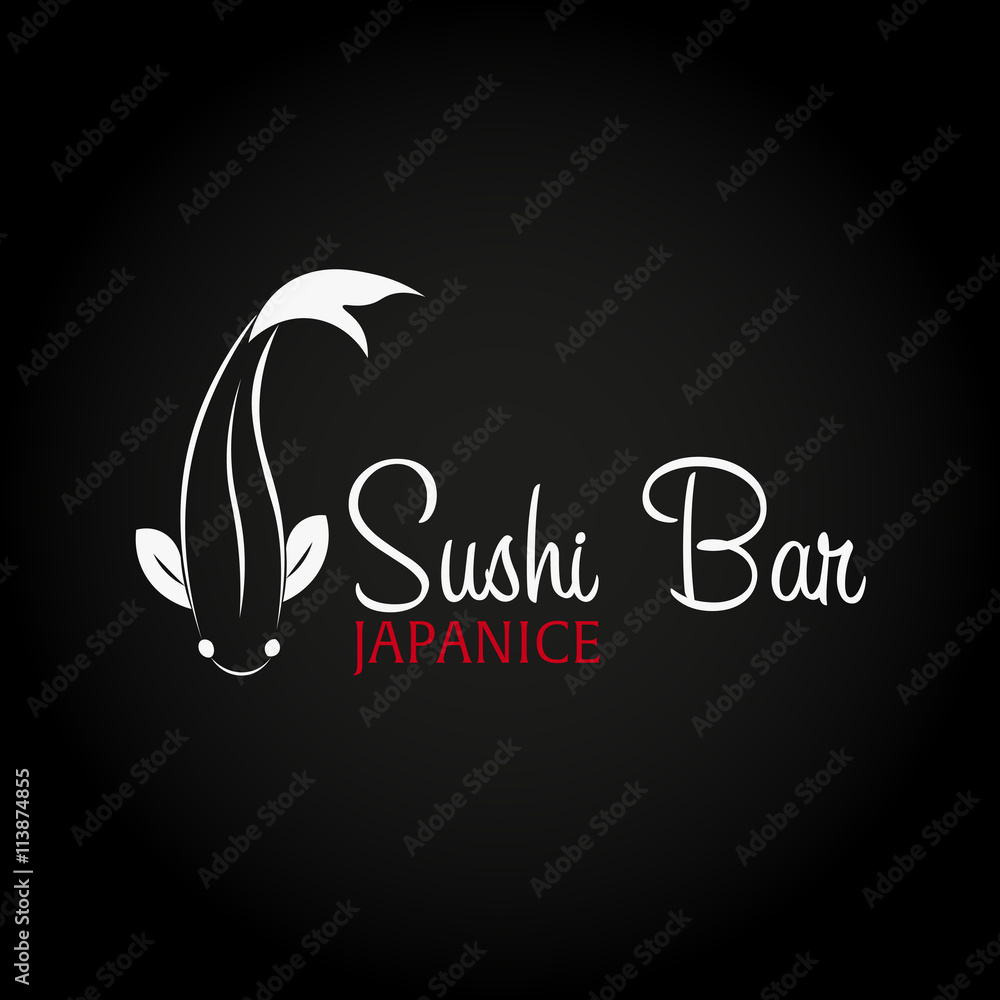 Obraz premium Sushi bar logo template design with chopstick. Bar, restaurant. Vector illustration.