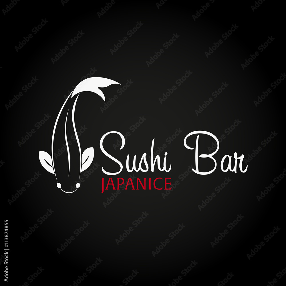 Sushi bar logo template design with chopstick. Bar, restaurant. Vector illustration.