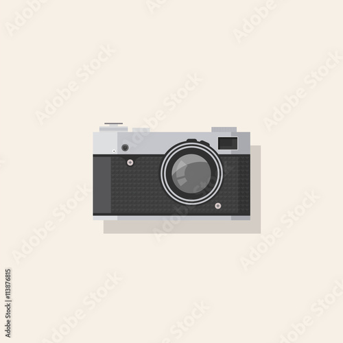 Detailed Retro Camera Flat Illustration, Camera icon