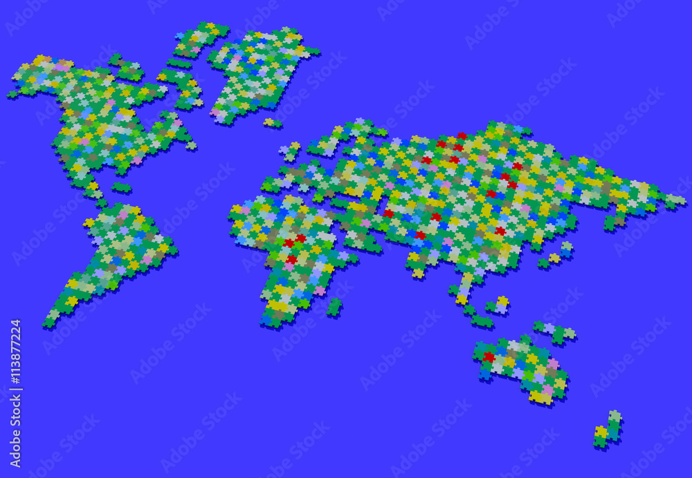 Mappa 3D Terra con puzzle colorati