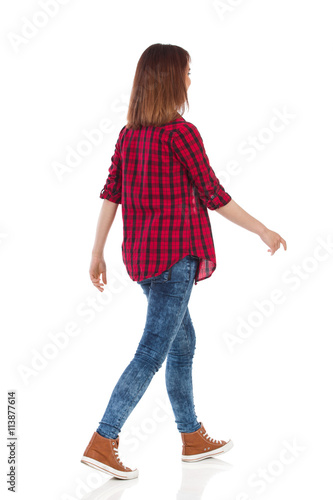 Walking Casual Girl Rear View
