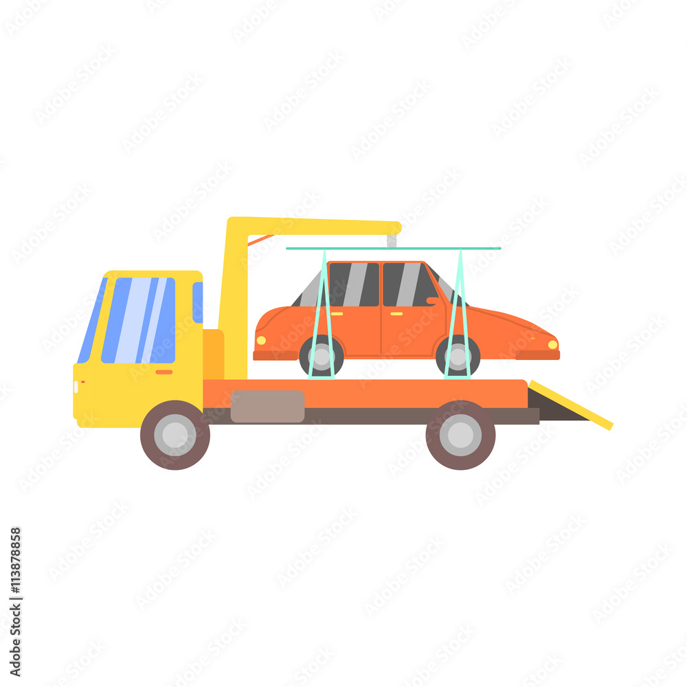 Fototapeta premium Truck Evacuating Red Car