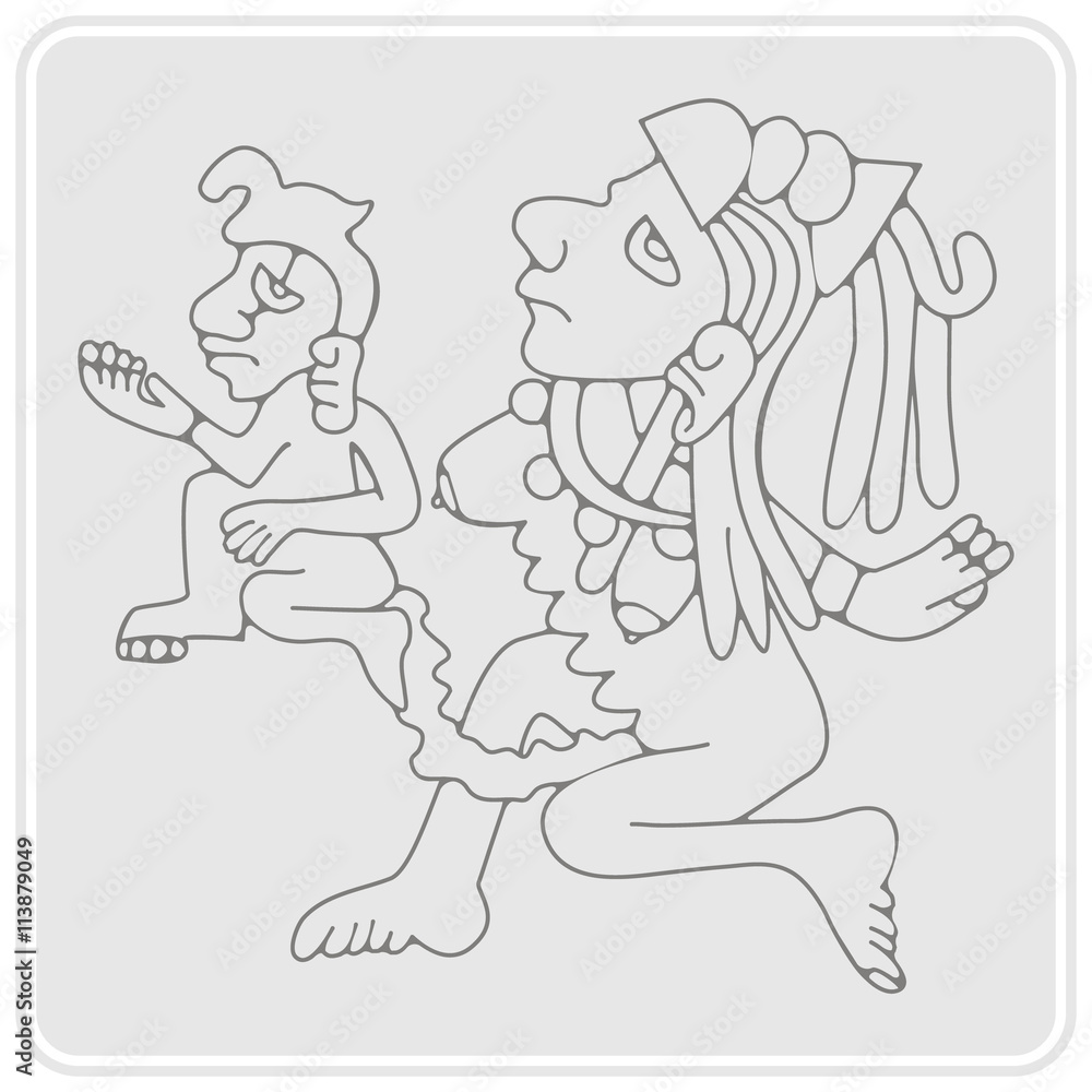 monochrome icon with symbols from Aztec codices for your design monochrome icon with symbols from Aztec codices for your design