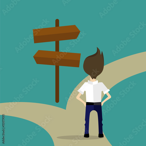 vector of man making the right way choose your way