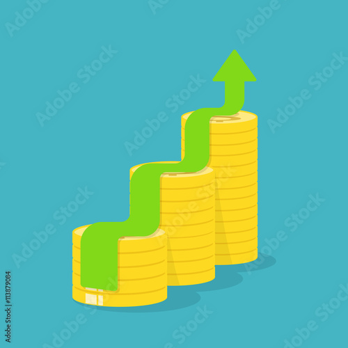 Arrow growth with gold coin...