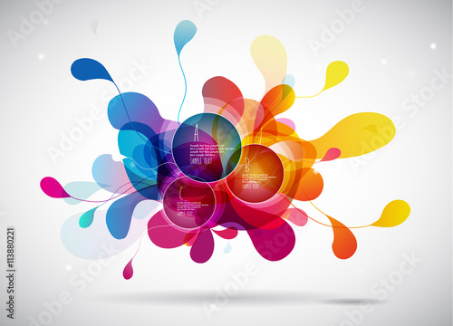 Abstract colored background with leafs and place for your 3 quot