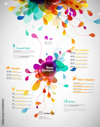 Creative, color rich CV / resume template.