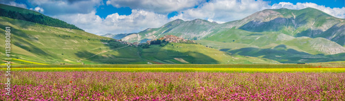 Photos Famous Castelluccio di Norcia with beautiful mountain landscape, Umbria, Italy