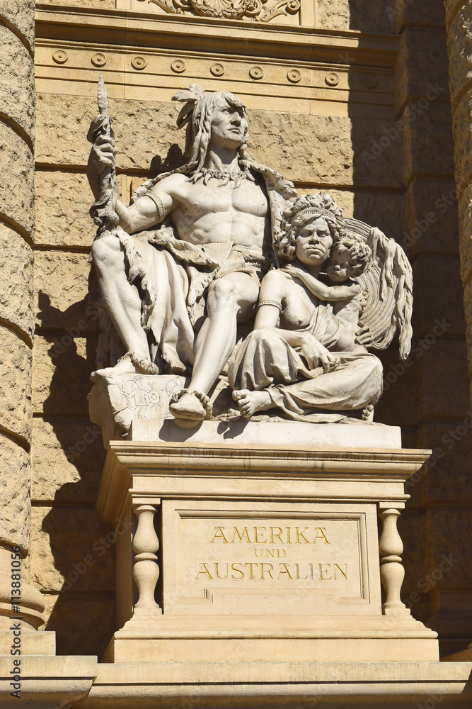 statue of America and Australia, Natural History Museum in Vienna