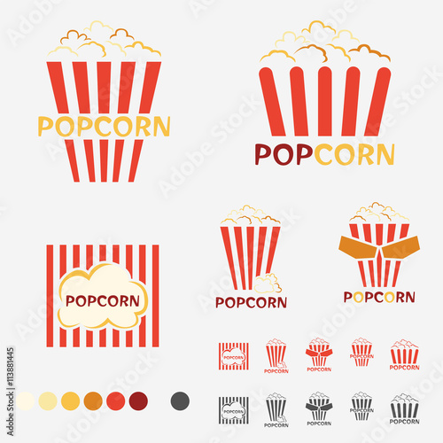 Popcorn Logo Set - Vector