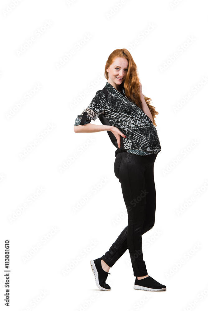 Young pregnant woman isolated on white Young pregnant woman isolated on white