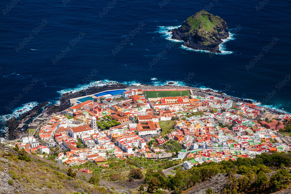 aerial view of Garachico village in Tenerife