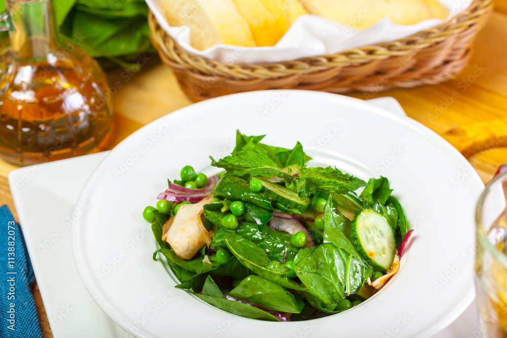 Fresh green salad with spinach