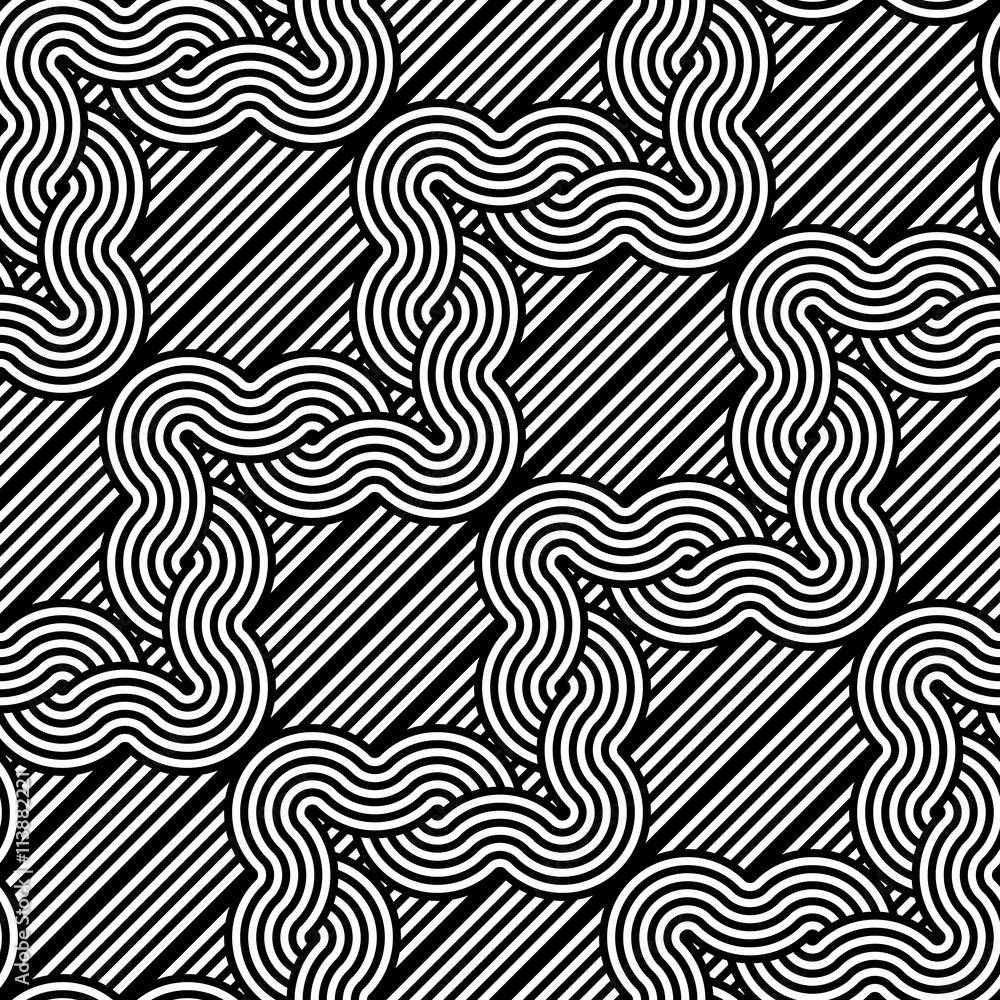 Design seamless monochrome waving pattern Design seamless monochrome waving pattern