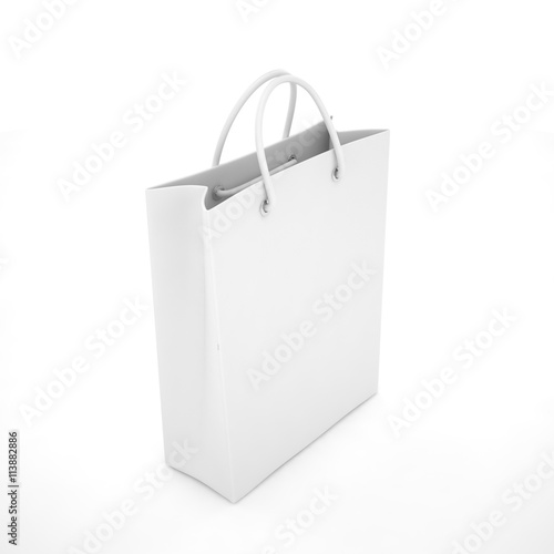 Wallpaper Mural Paper Shopping Bag isolated on white background. 3d rendering. Torontodigital.ca