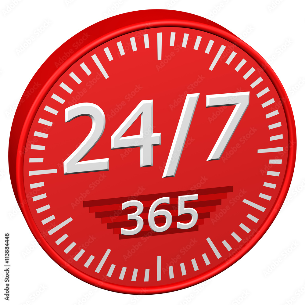 Concept: Opening hours sign. 3D rendering.