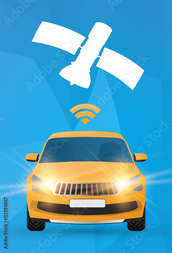 Autonomous self-driving car vector illustration, driverless technology