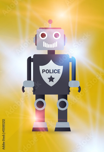 Police car with robot vector illustration, future police