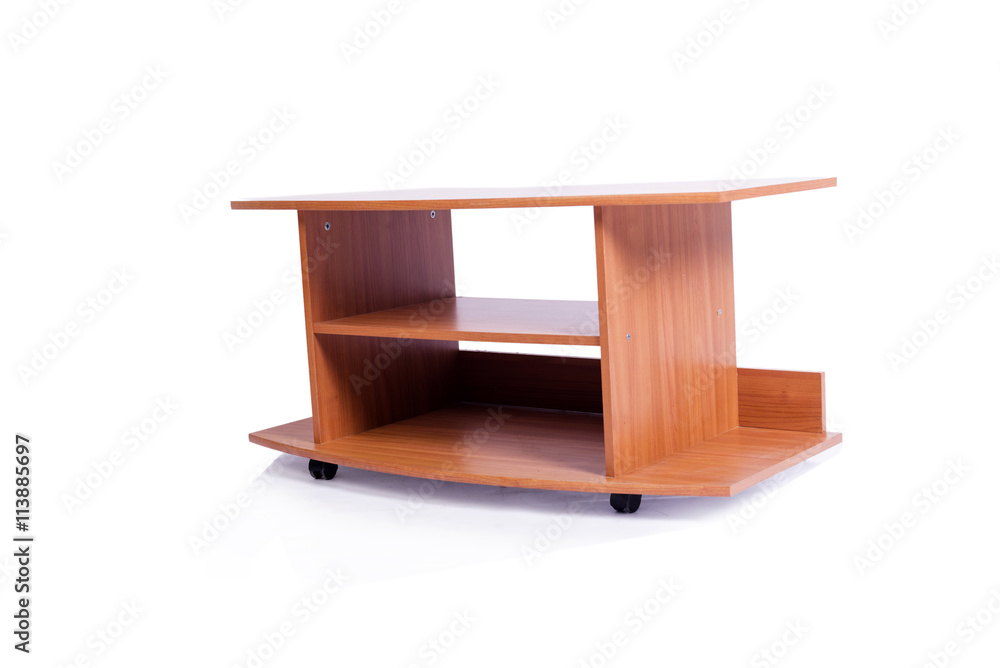 Wooden TV stand isolated on white background Wooden TV stand isolated on white background
