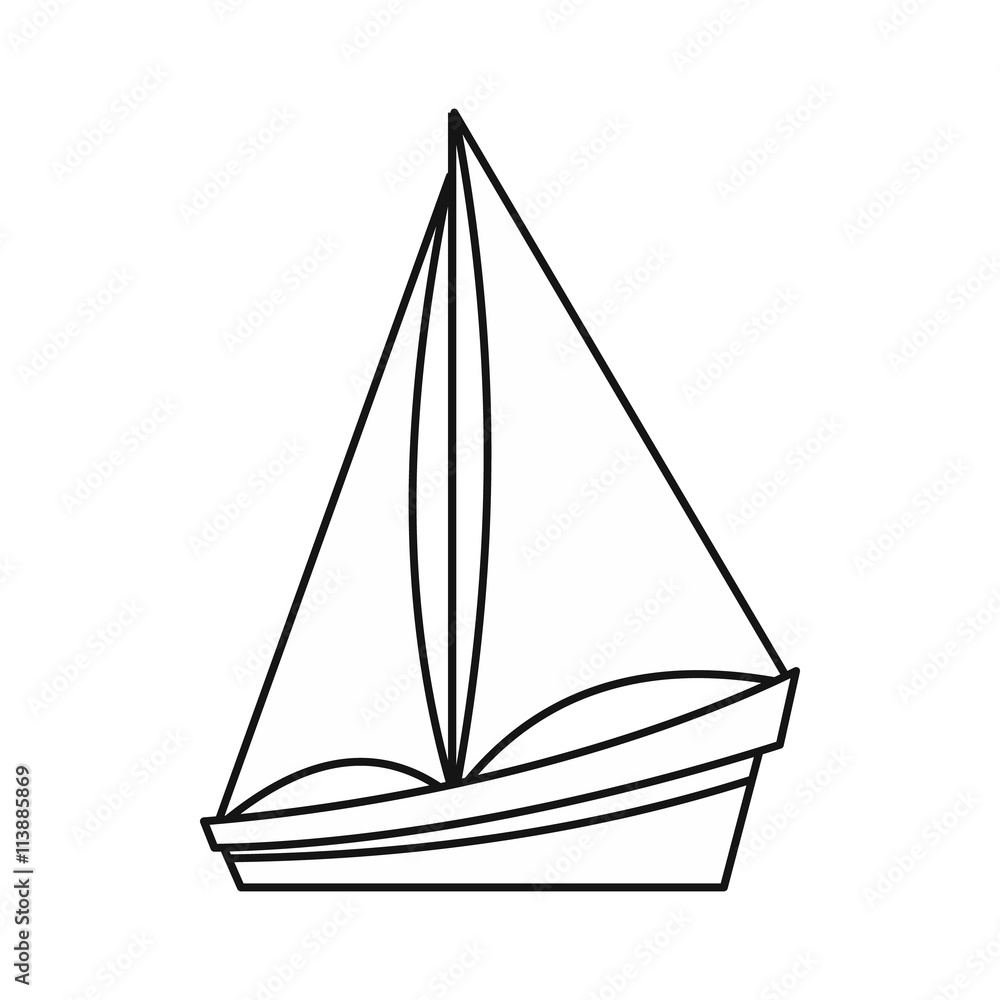 Small yacht icon, outline style Small yacht icon, outline style