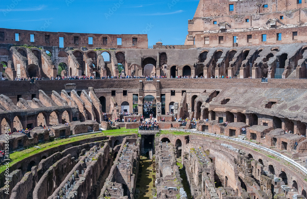 ROME, ITALY - APRIL 20, 2008: Inside view ruins of the Colosseum