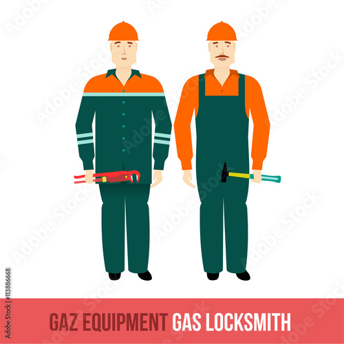 vector flat icon locksmiths gas with the tools