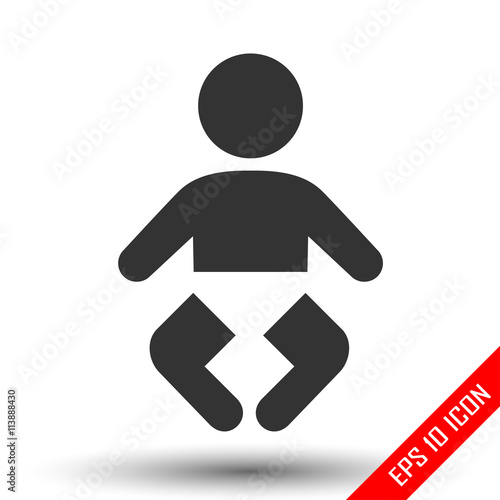 Baby icon. Simple flat logo of baby isolated on white background. Vector illustration.