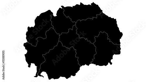 Macedonia country map detailed visualisation in black