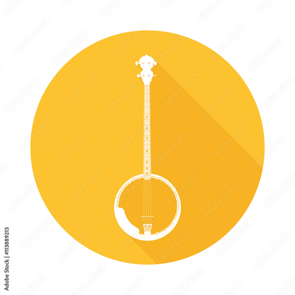 Round Orange Icon of Banjo