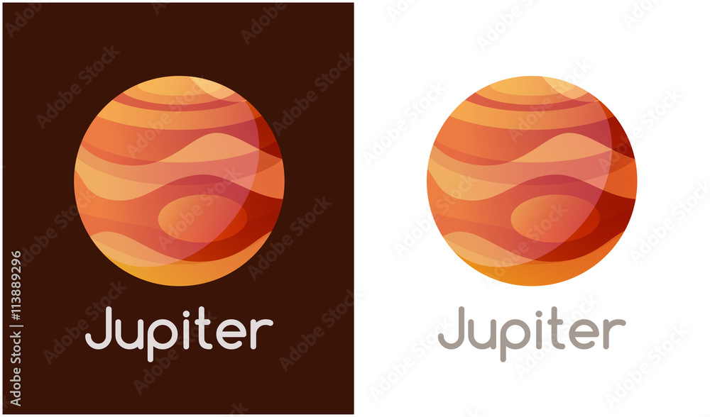 Naklejka premium Logo with Jupiter Planet.