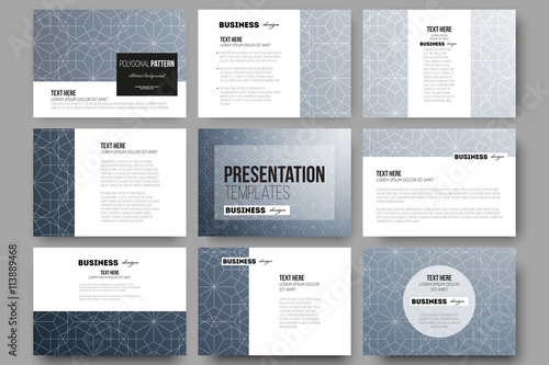 Set of 9 templates for presentation slides. Abstract floral business background  modern stylish vector texture